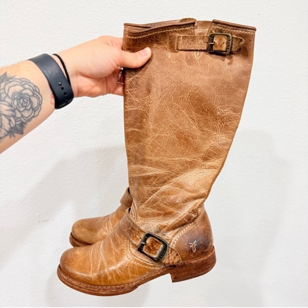 Vintage Y2K Frye Veronica Slouch Boots Distressed Brown Coastal Cowgirl Size 6